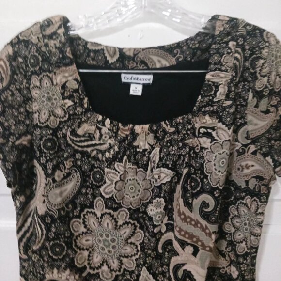 Croft & Barrow Womans Medium Beige and Black Blouse - Picture 3 of 5